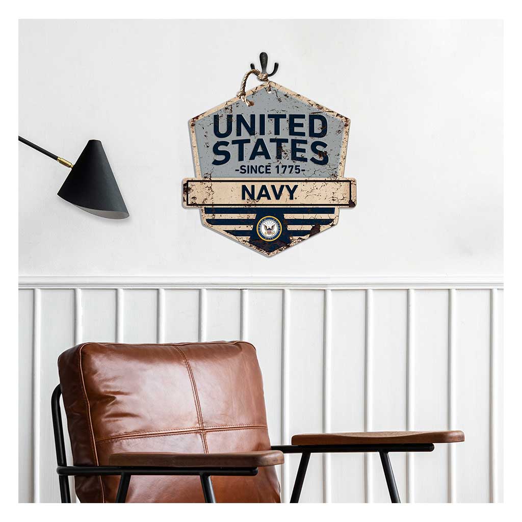Navy Rustic Badge Logo Sign