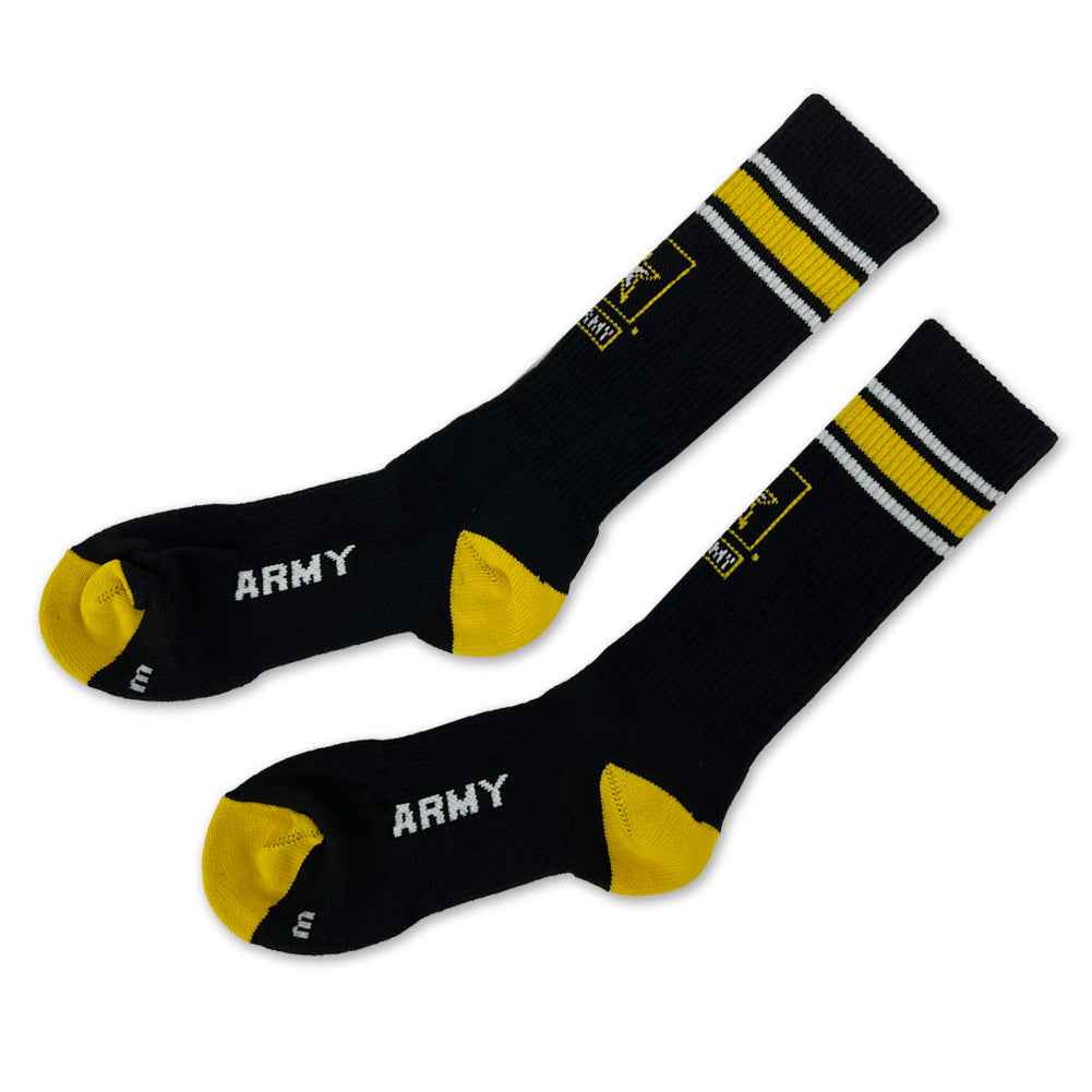 Army Stripe Star Crew Socks (Black)