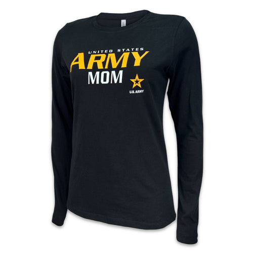 Ladies United States Army Mom Long Sleeve T-Shirt (Black)