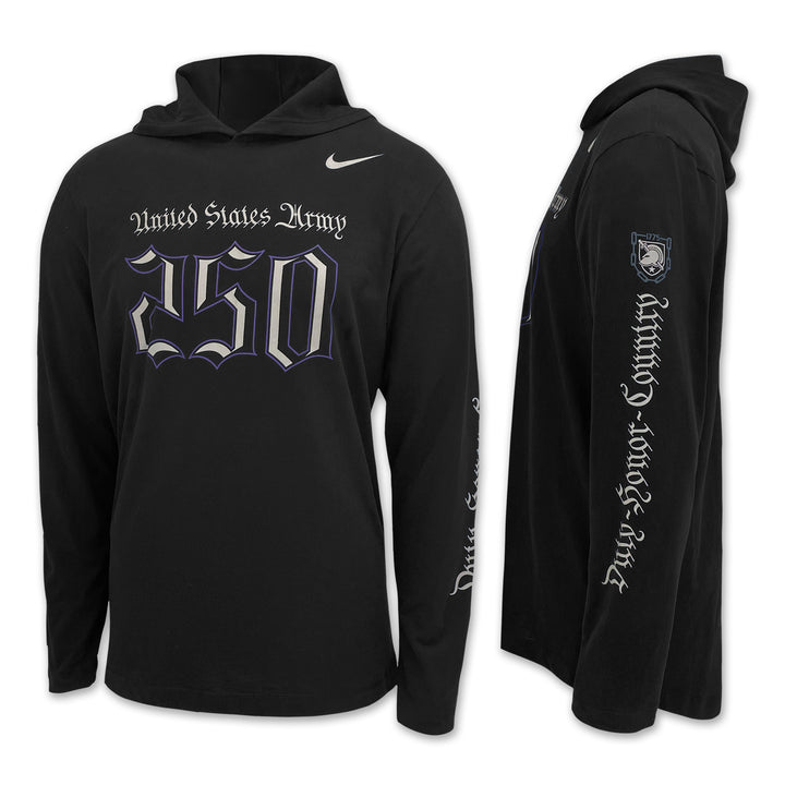United States Army Nike 2025 Rivalry 250 Cotton LS Hoodie T (Black)