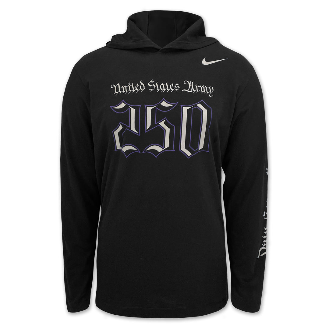 United States Army Nike 2025 Rivalry 250 Cotton LS Hoodie T (Black)