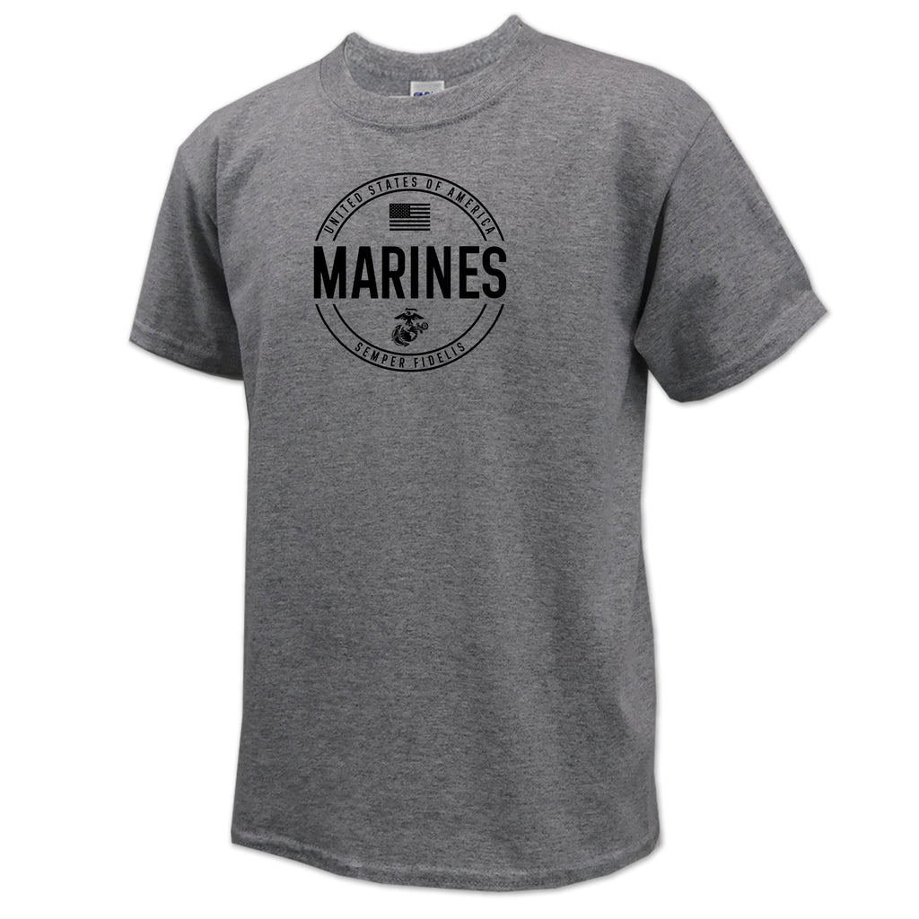 Marines Youth Center Chest Circle Logo T-Shirt (Black Design)