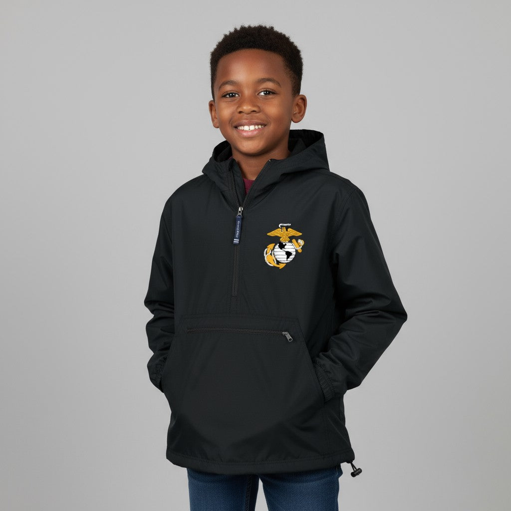 Marines EGA Youth Pack-N-Go Pullover (Black)