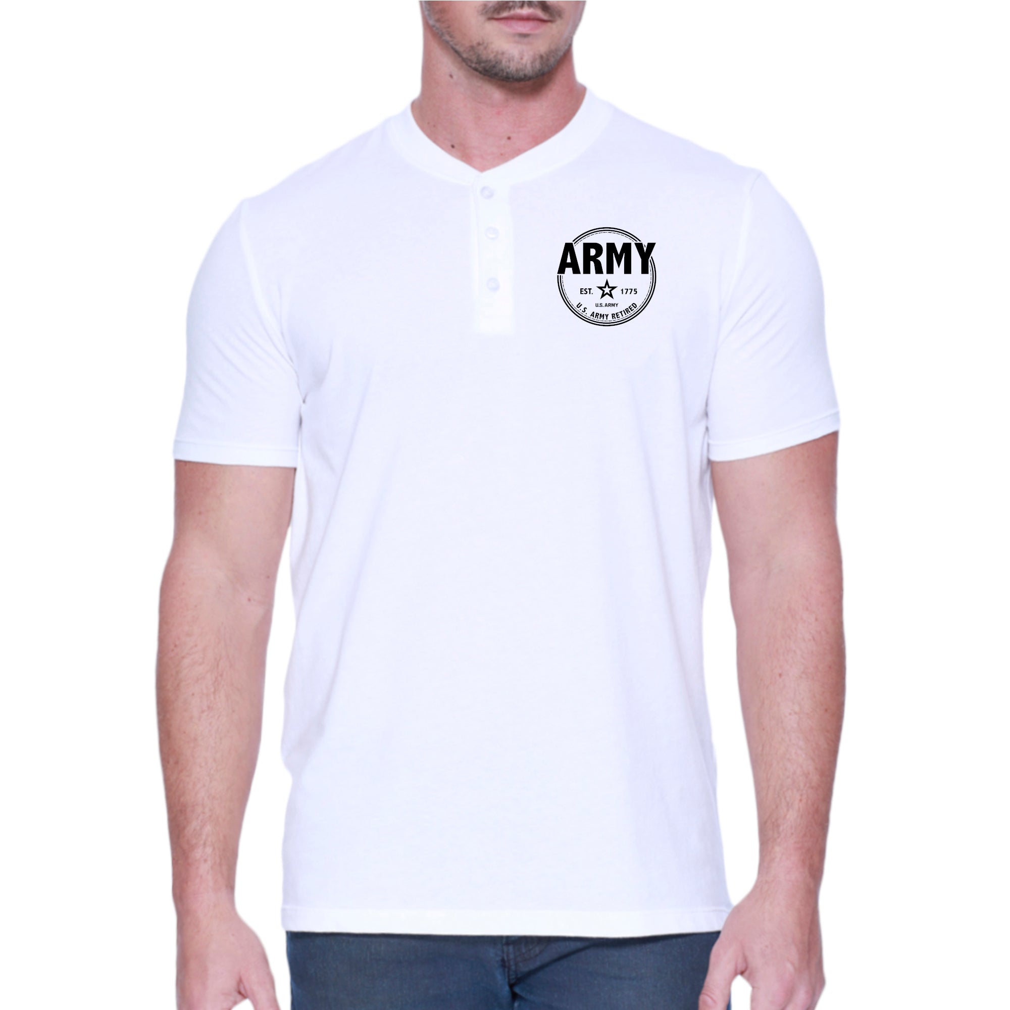 Army Retired Mens Henley T-Shirt