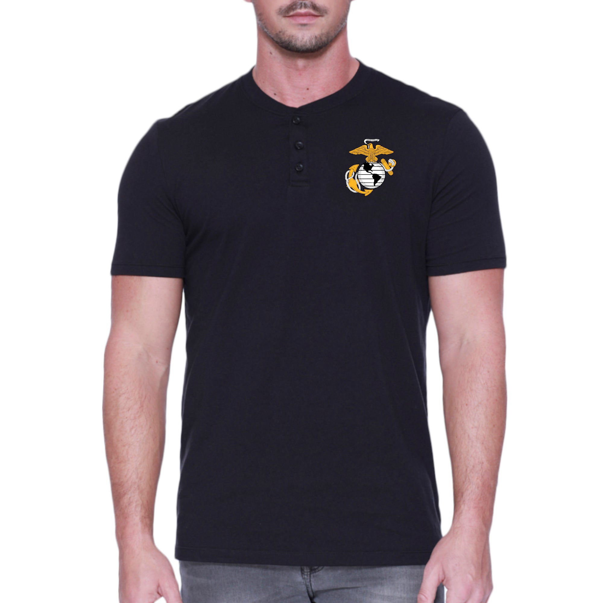 Marines EGA Mens Henley T-Shirt