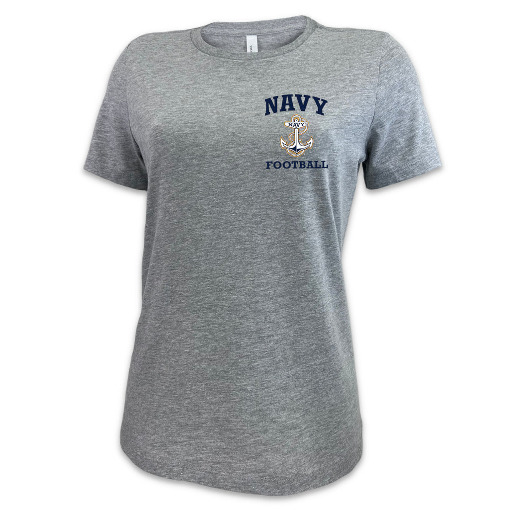Navy Anchor Football Ladies T-Shirt