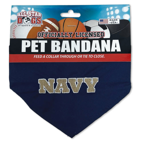 Navy Embroidered Dog Bandana