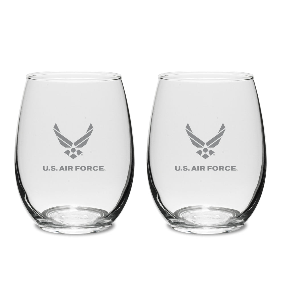 Air Force Wings Set of Two 15oz Stemless Wine Glasses*