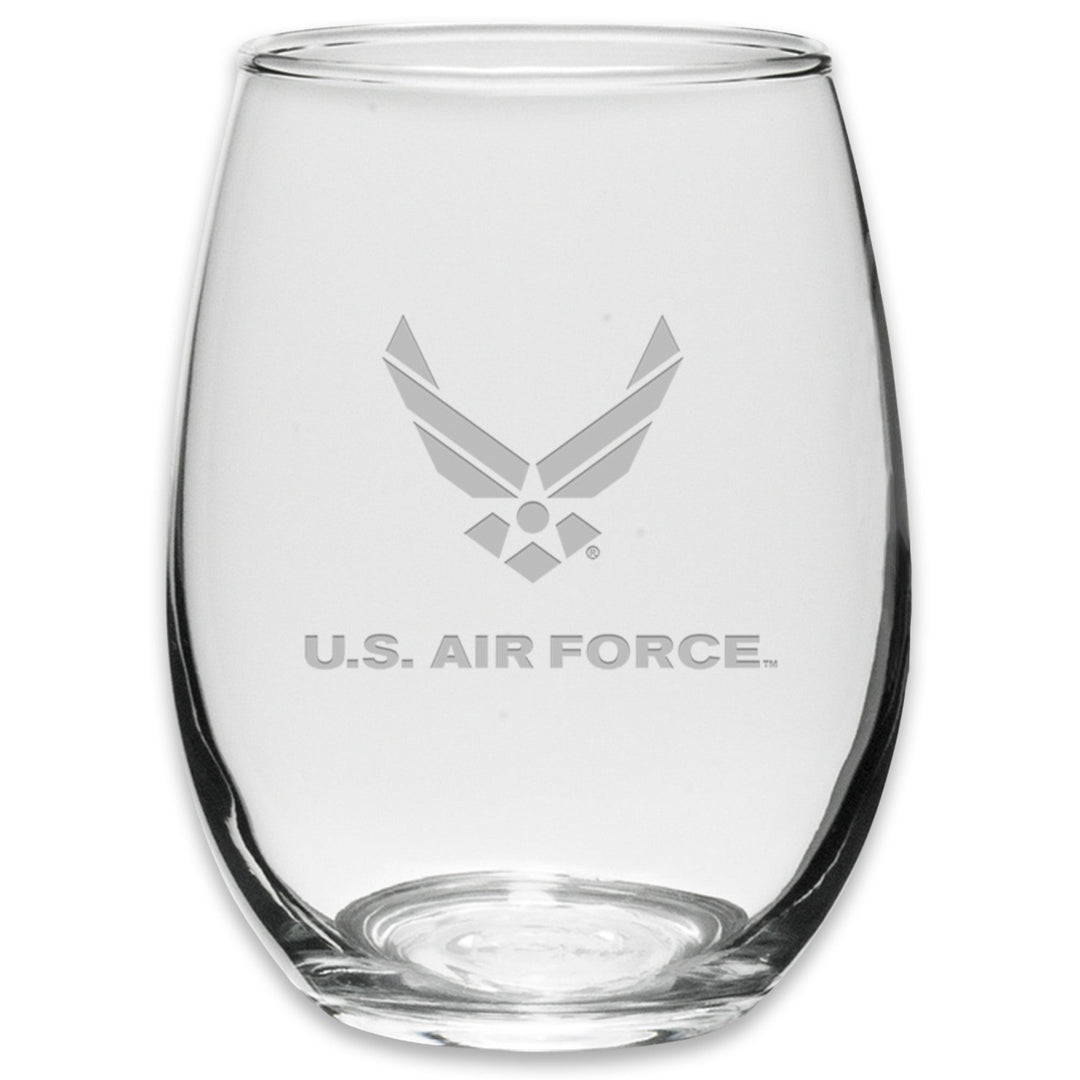 Air Force Wings Set of Two 21oz Stemless Wine Glasses (Clear)*