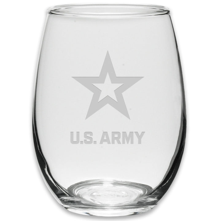 Army Star Set of Two 21oz Stemless Wine Glasses (Clear)*