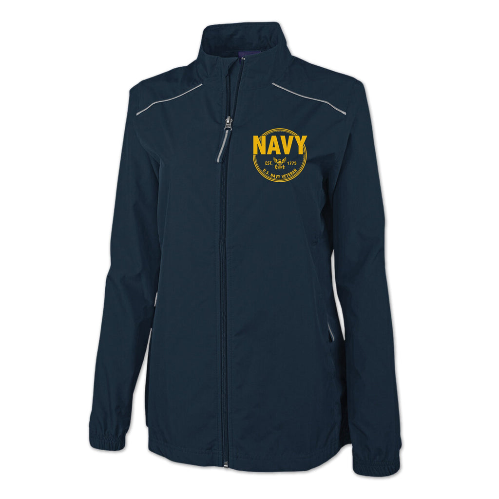 Navy Ladies Veteran Pack-N-No Reflective Jacket