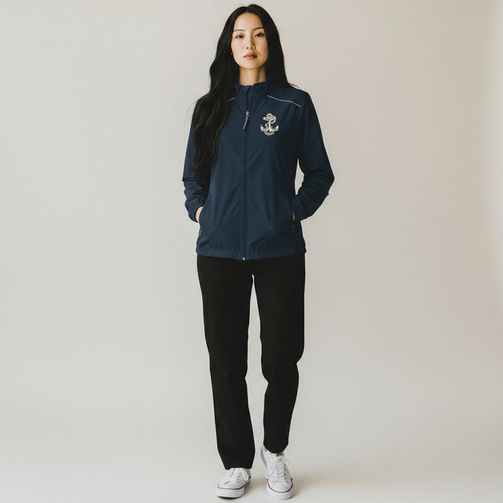 Navy Anchor Ladies Pack-N-Go Full Zip Jacket (Navy)