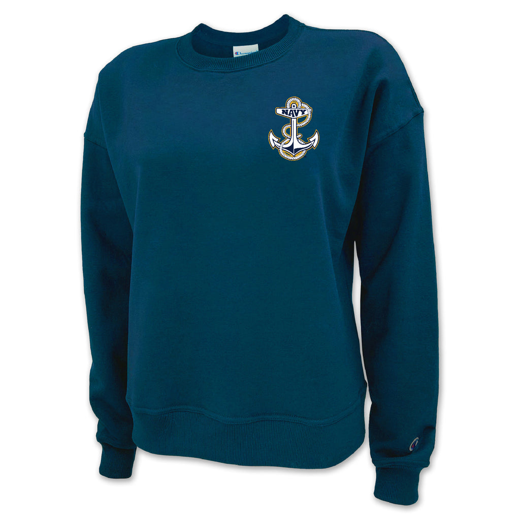 Navy Anchor Ladies Champion Crewneck