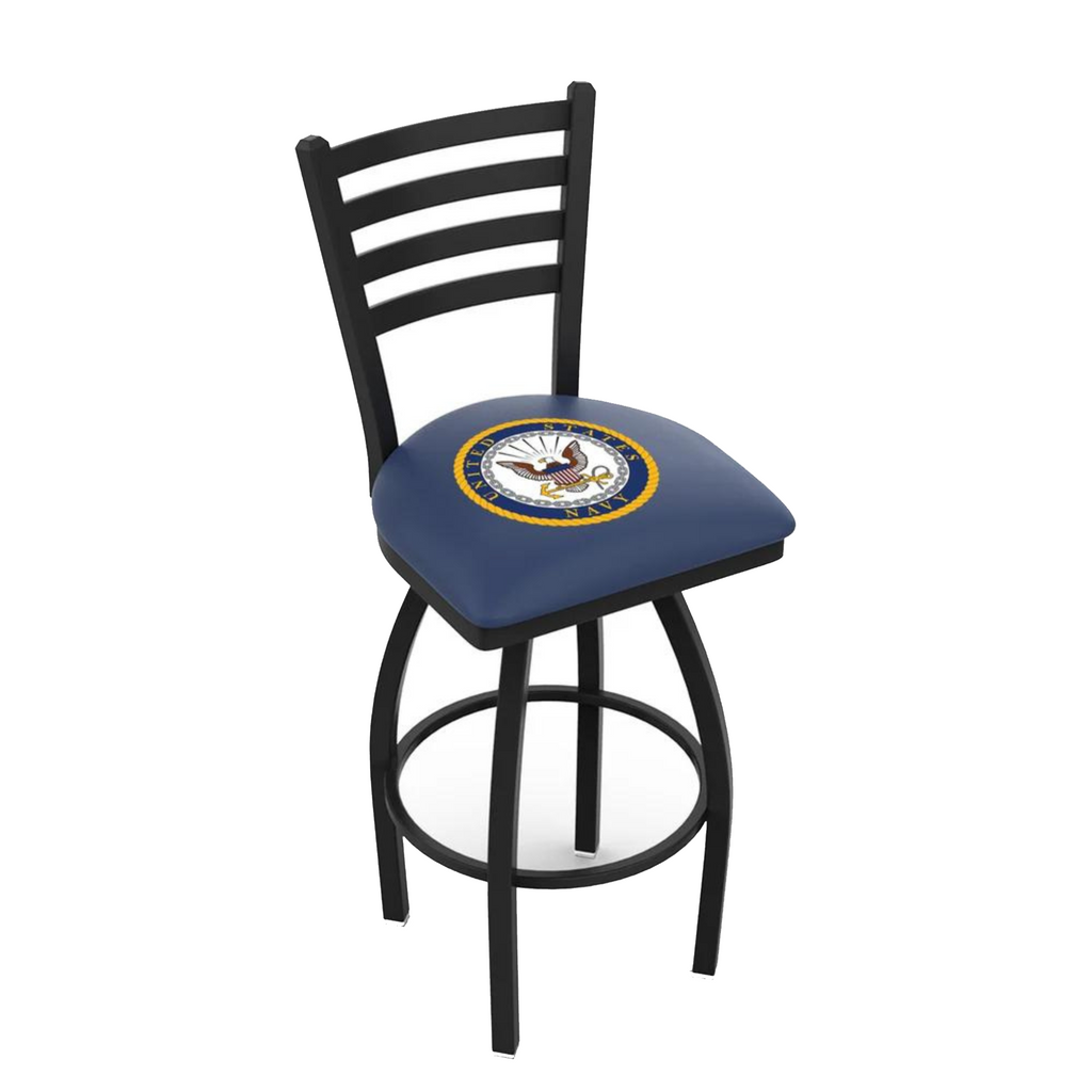 Navy Eagle Swivel Stool with Ladder Back