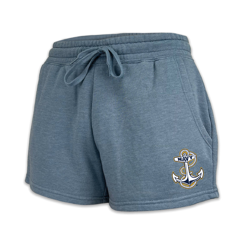 Pick Your Design Navy Ladies Fleece Shorts (Blue)