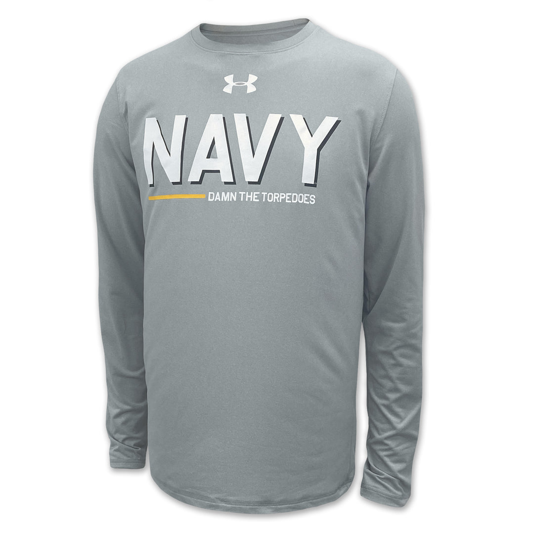 Navy Under Armour Damn the Torpedoes Ship Long Sleeve T-Shirt (Grey)