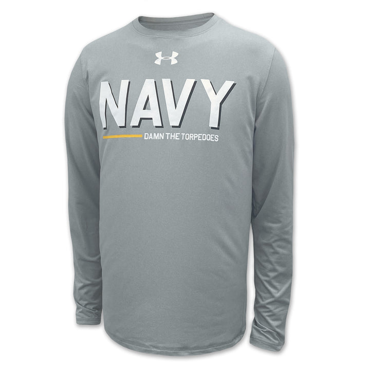 Navy Under Armour Damn the Torpedoes Ship Long Sleeve T-Shirt (Grey)