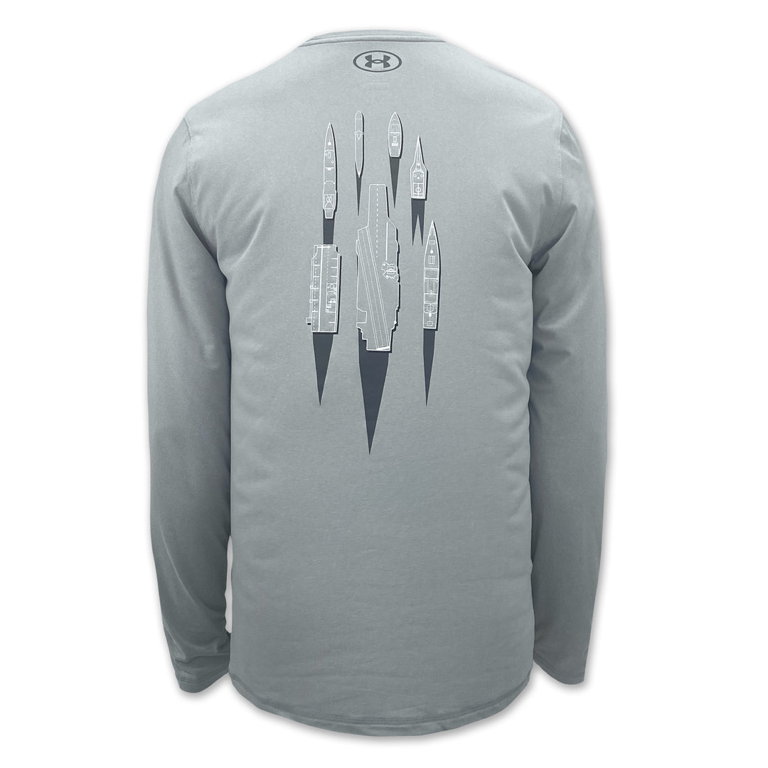 Navy Under Armour Damn the Torpedoes Ship Long Sleeve T-Shirt (Grey)