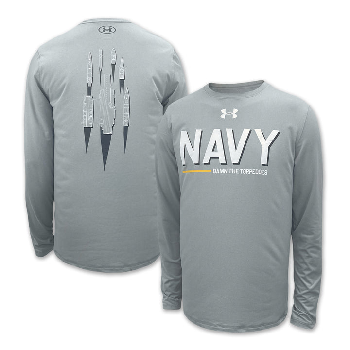 Navy Under Armour Damn the Torpedoes Ship Long Sleeve T-Shirt (Grey)