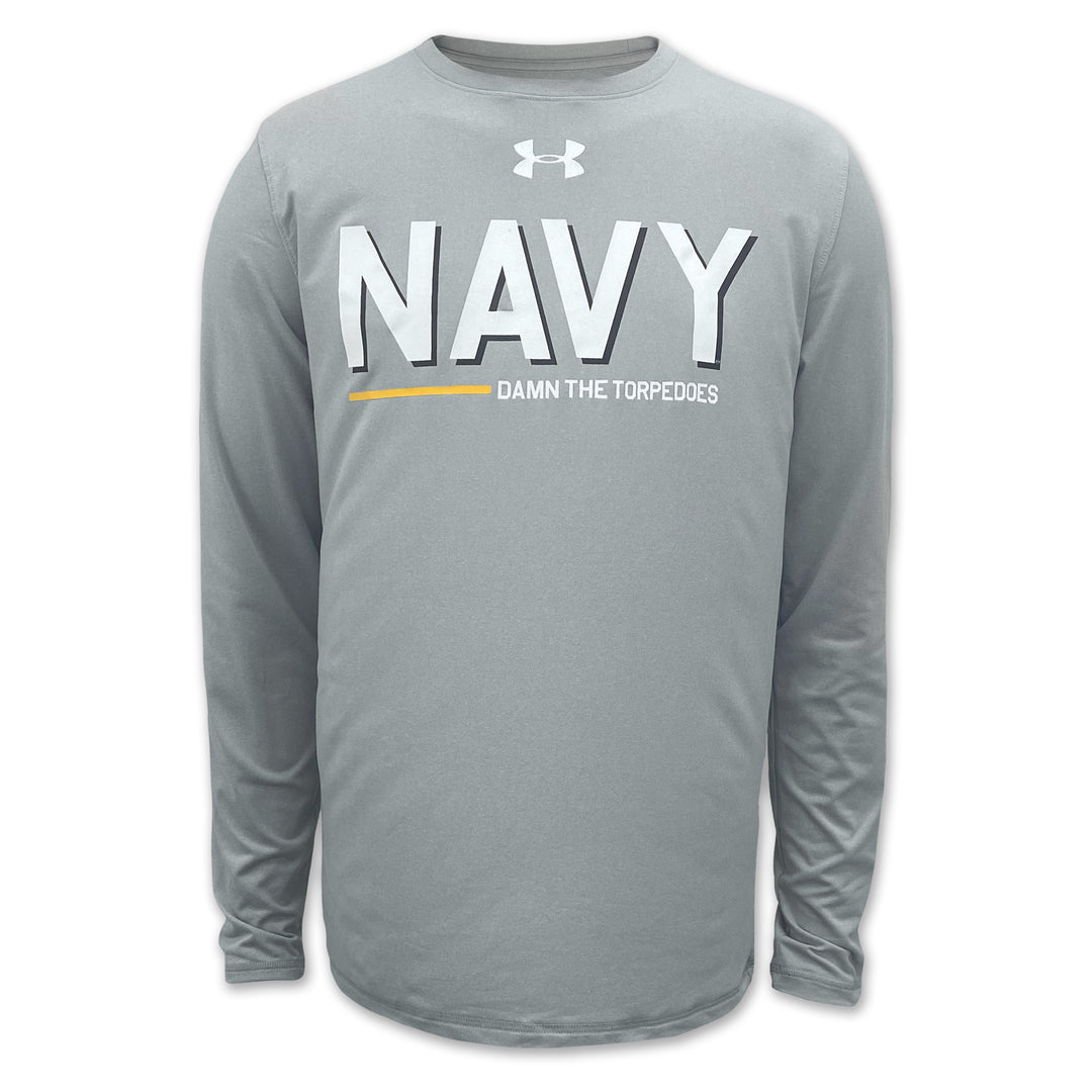 Navy Under Armour Damn the Torpedoes Ship Long Sleeve T-Shirt (Grey)