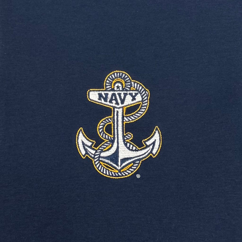 Navy Anchor Tackle Twill Embroidered Fleece Quarter Zip (Navy)