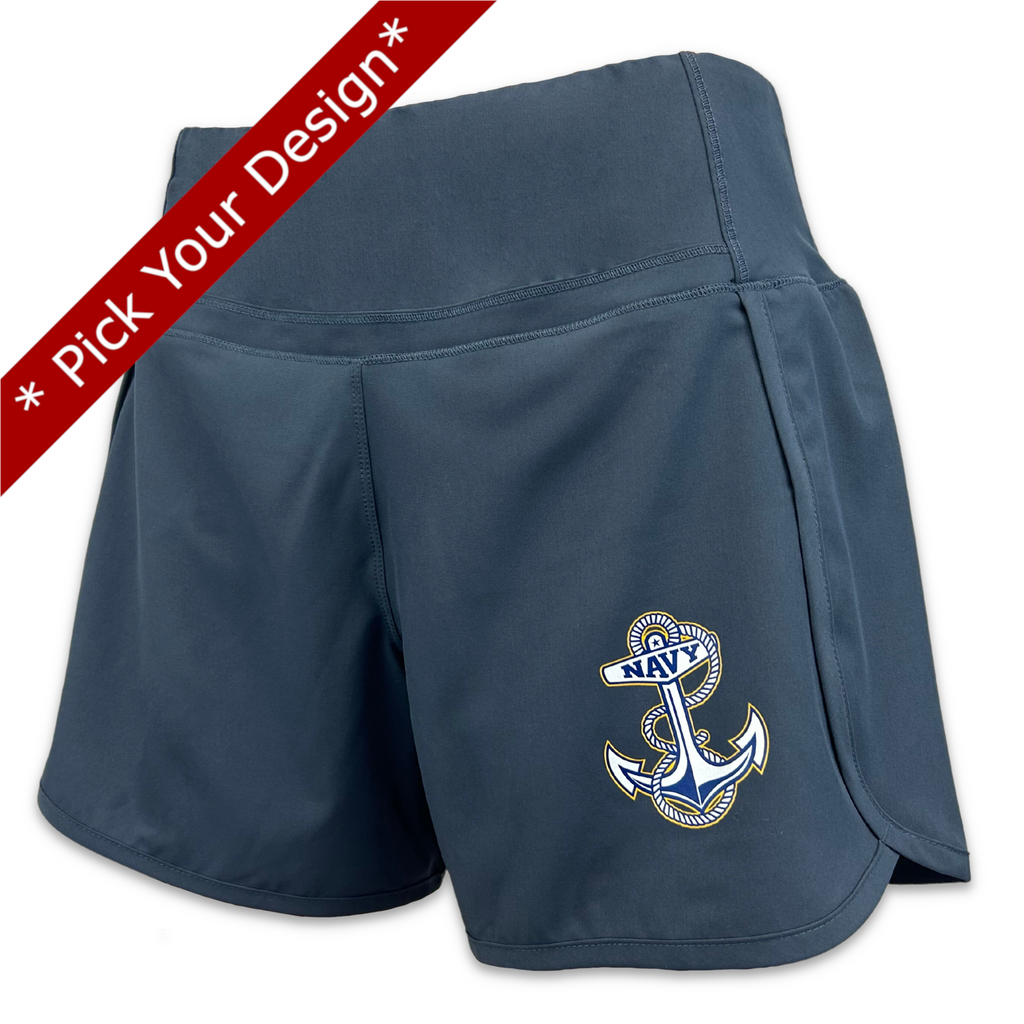 Pick Your Design Navy Ladies Stretch Woven Lined Short (Castlerock)