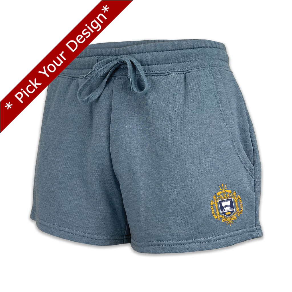 Pick Your Design Navy Ladies Fleece Shorts (Blue)