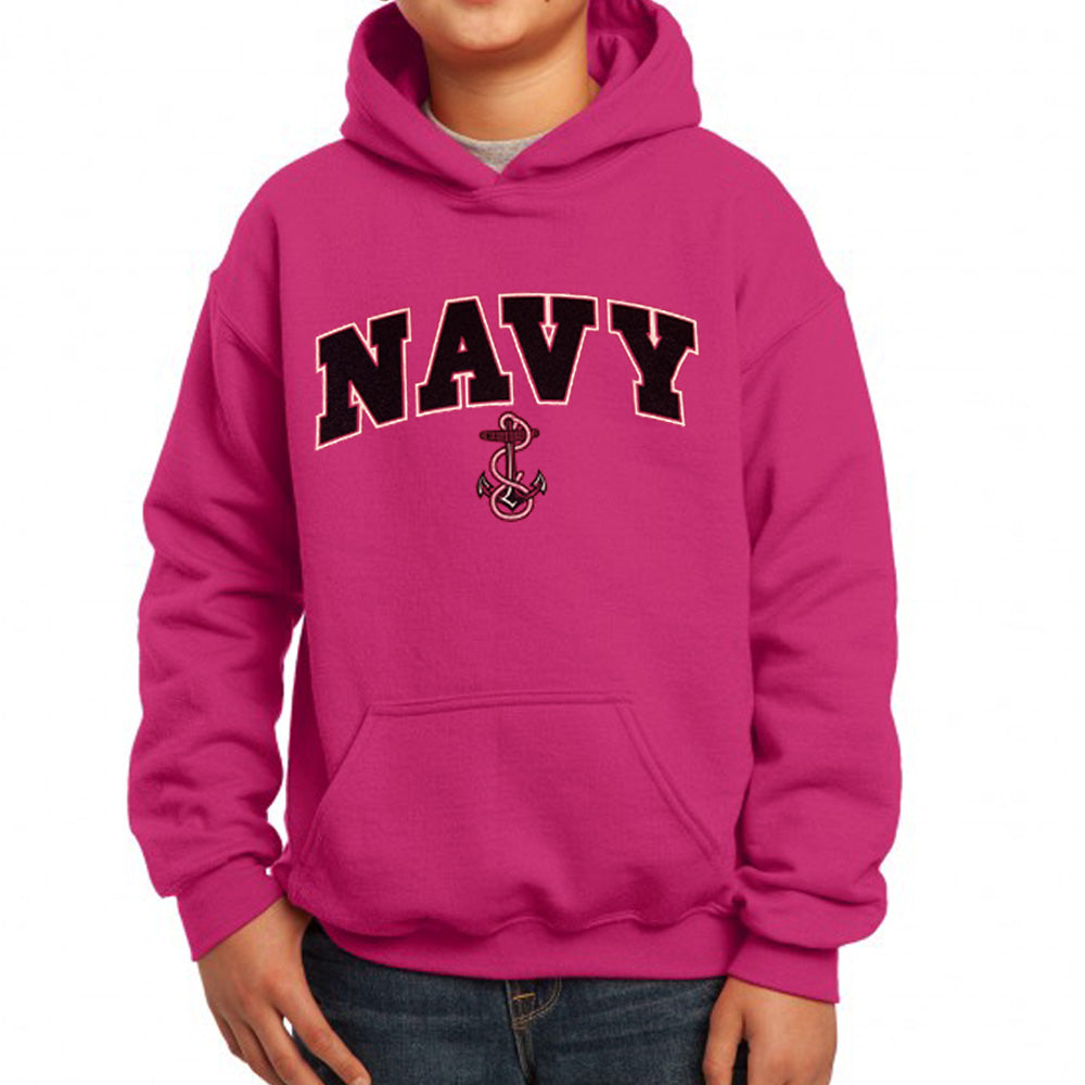 Navy Youth Arch Anchor Hood (Pink)