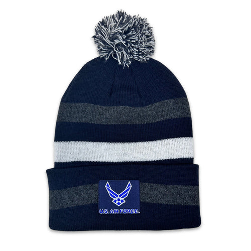 Air Force Wings Primetime Knit Pom Beanie (Navy)