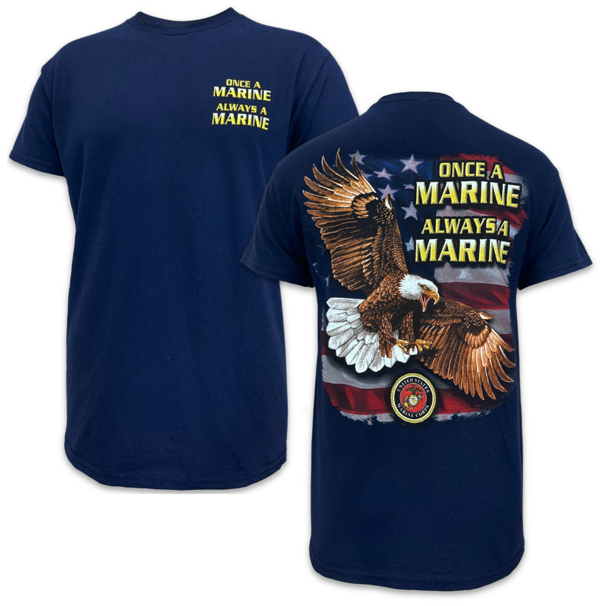 Marines Once A Marine Always A Marine Eagle T-Shirt (Navy)