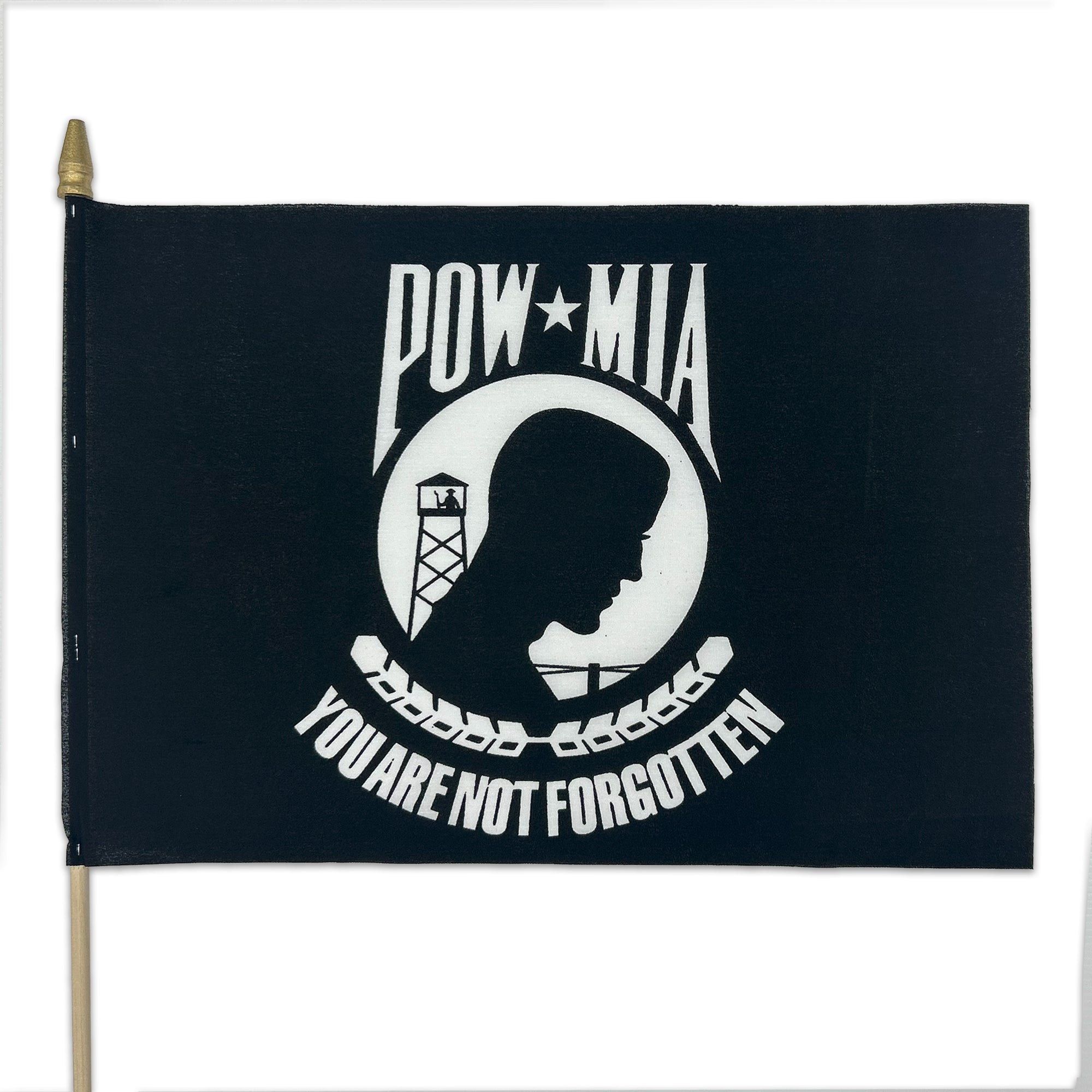 POW 12"x18" Stick Flag (Black)