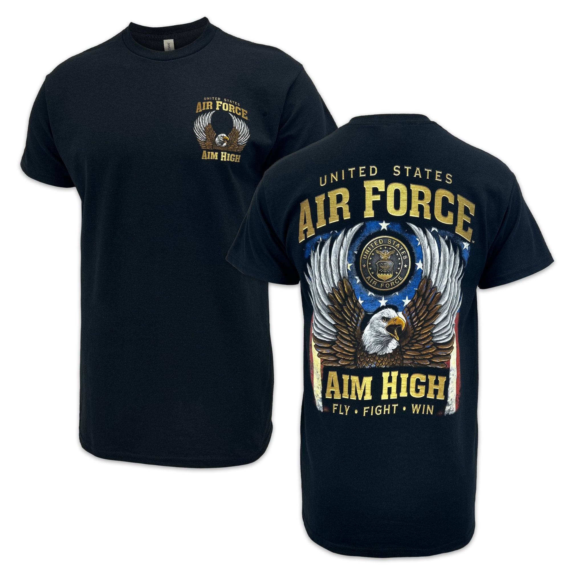 Air Force Gold Eagle Aim High T-Shirt (Black)