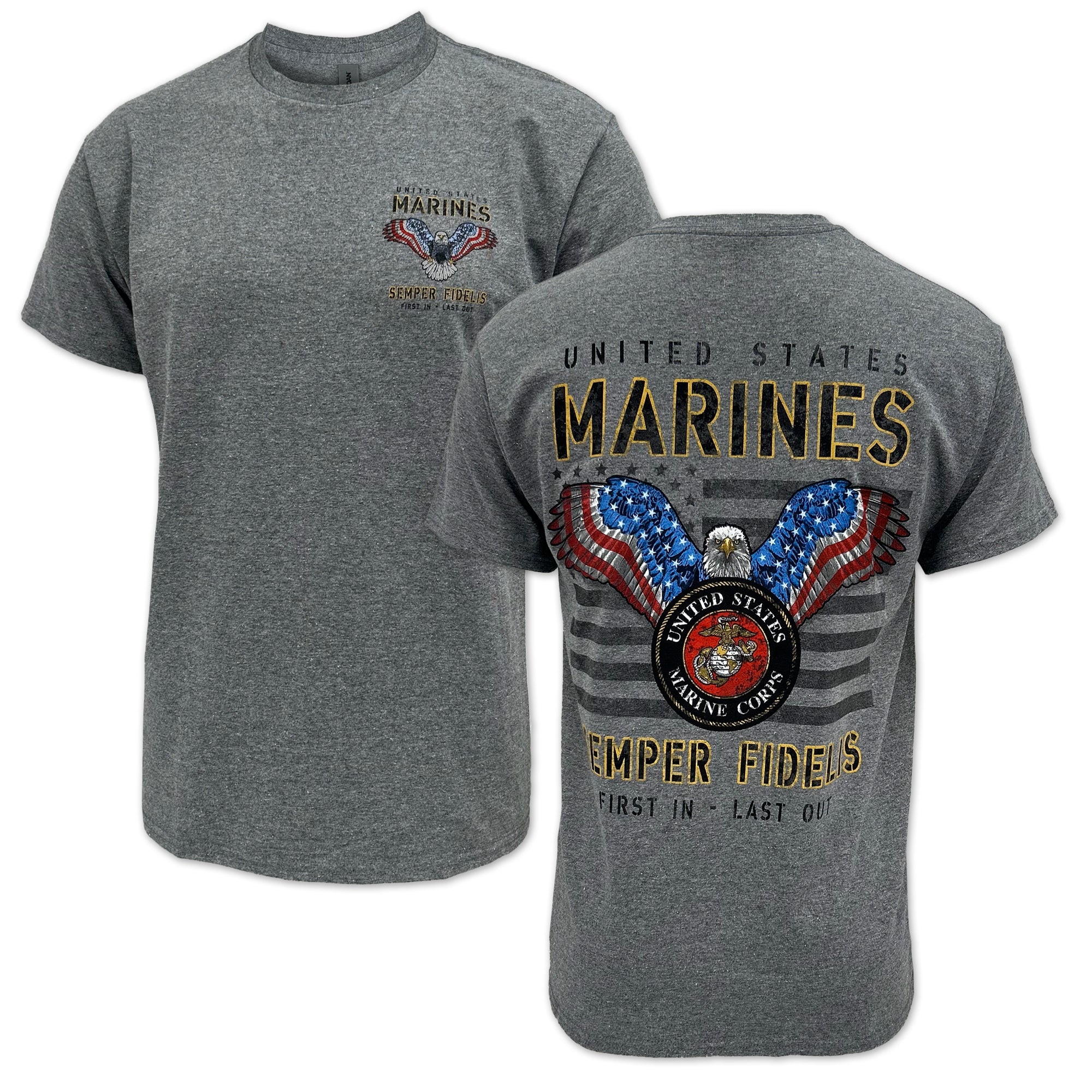 Marines Stars and Stripes T-Shirt (Graphite)