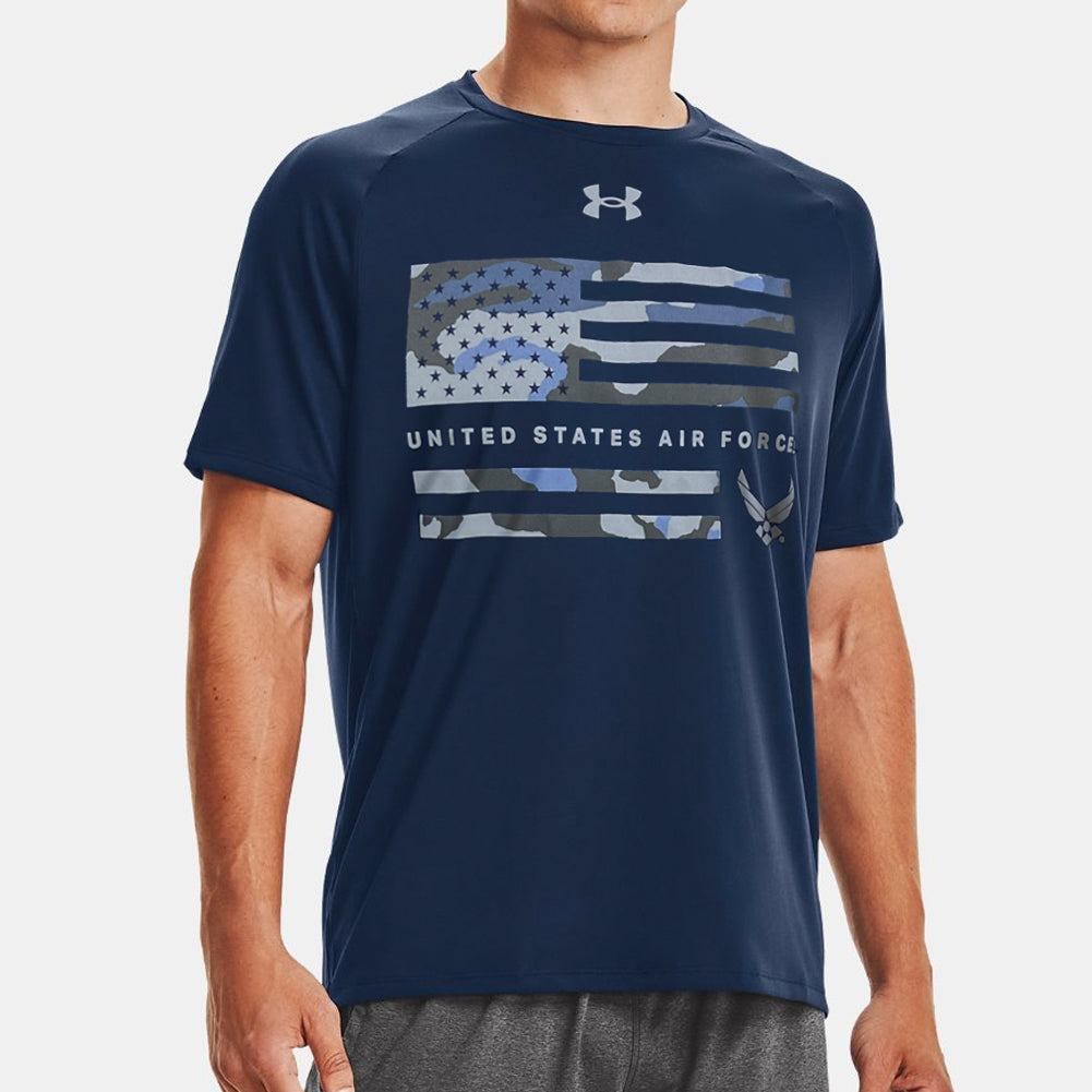 United States Air Force Under Armour Camo Flag Tech T-Shirt (Navy)