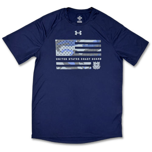 United States Coast Guard Under Armour Camo Flag Tech T-Shirt (Navy)