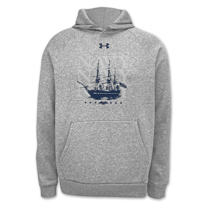 Navy Under Armour 2025 Rivalry Navy Ship Rival Fleece Hood (Grey)