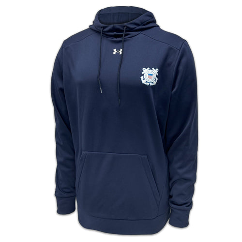 Coast Guard Under Armour Left Chest Seal Armour Fleece Hood (Navy)