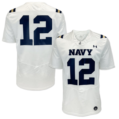 Navy Under Armour 2024 Sideline Replica #12 Football Jersey (White)