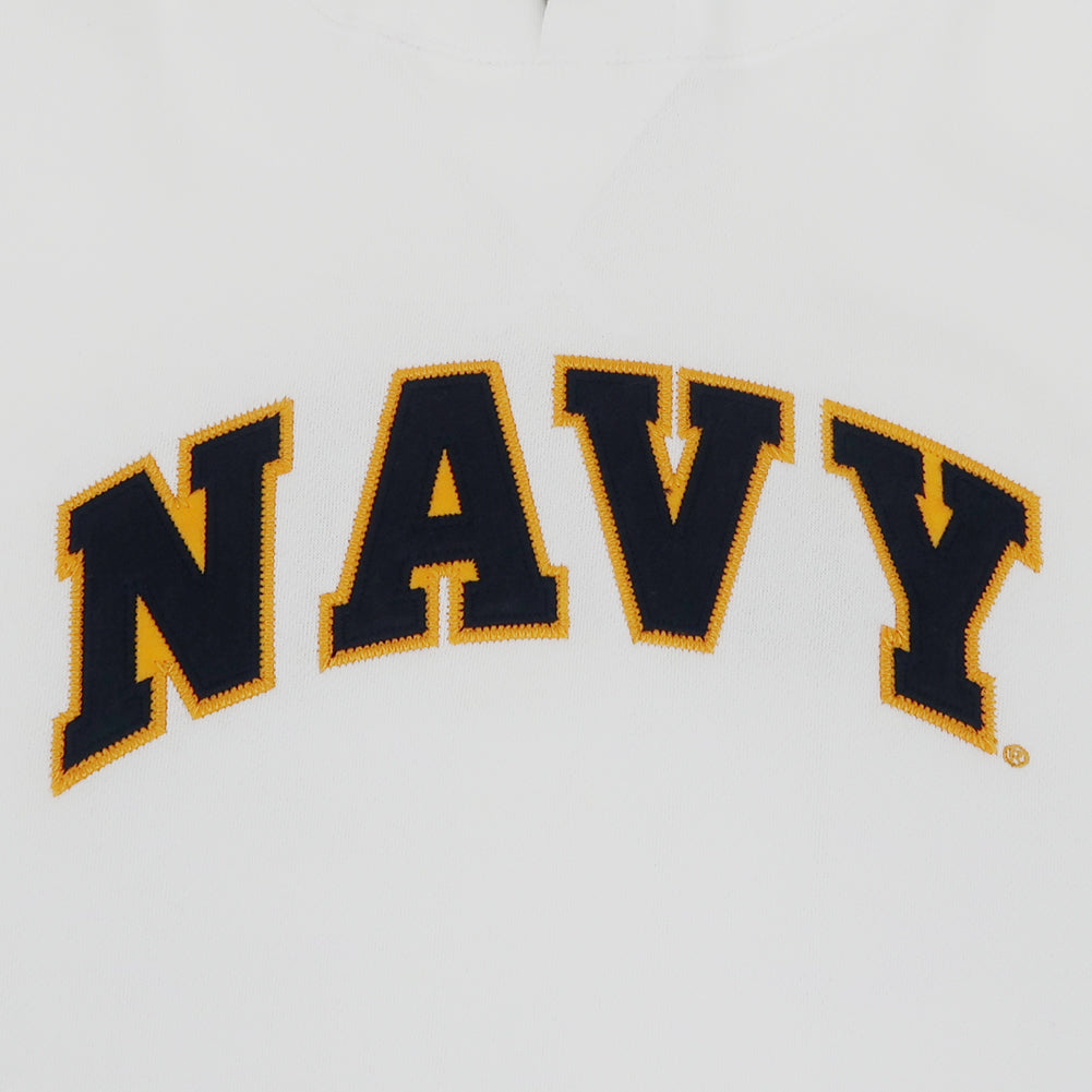 Navy Ladies Tackle Twill Fleece Stripe Hood (White)