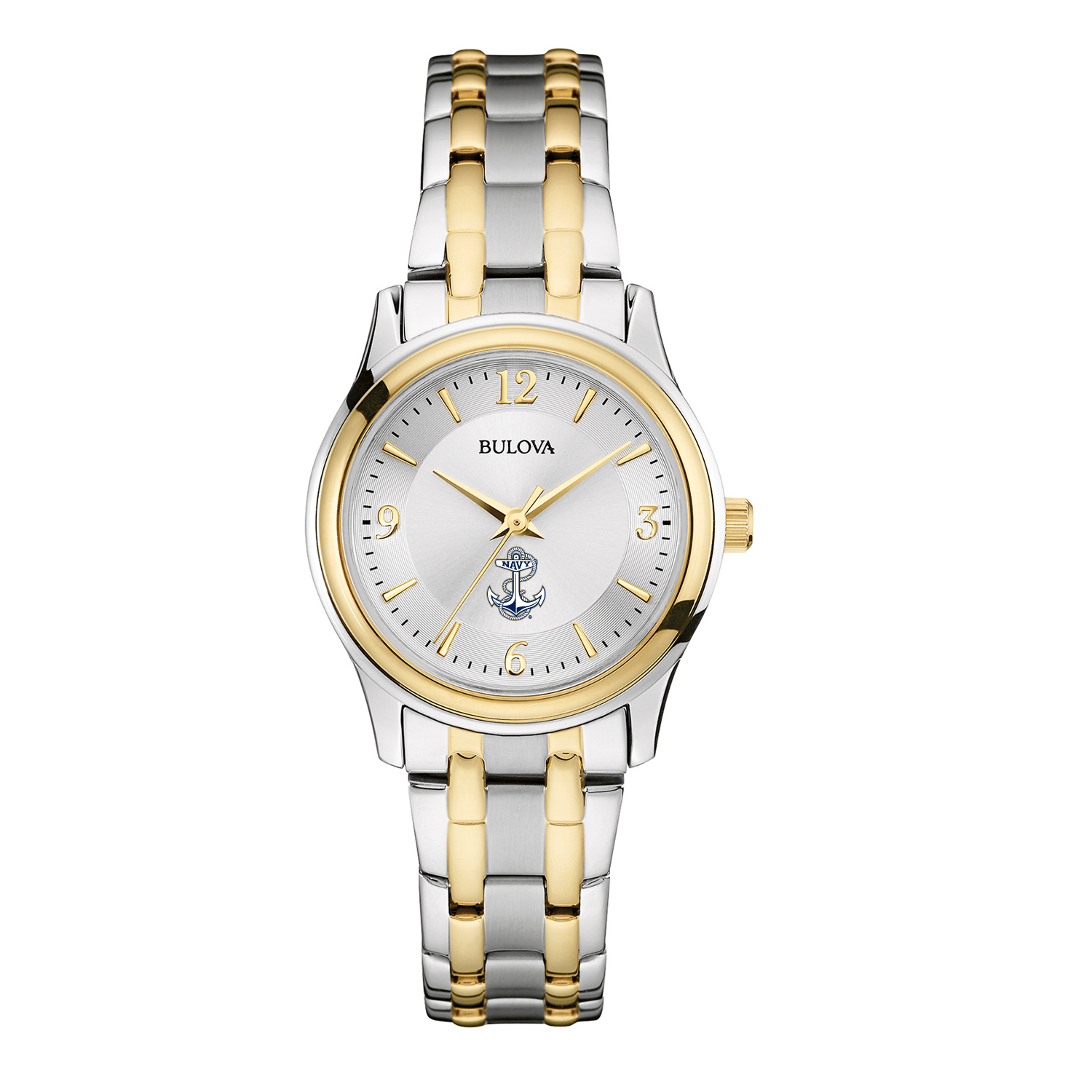 Navy Anchor Ladies Bulova Stainless Steel Bracelet Watch (Silver/Gold)*