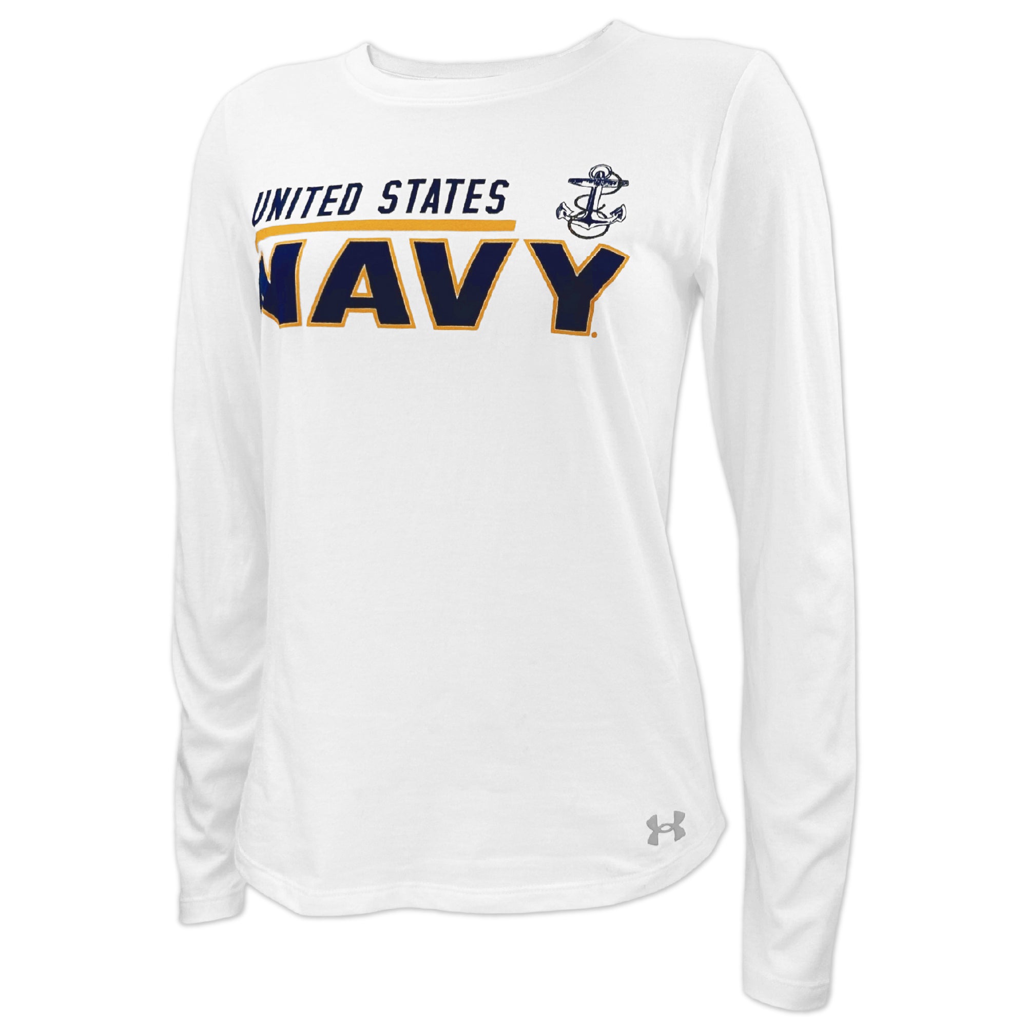 United States Navy Ladies Under Armour Long Sleeve T-Shirt (White)