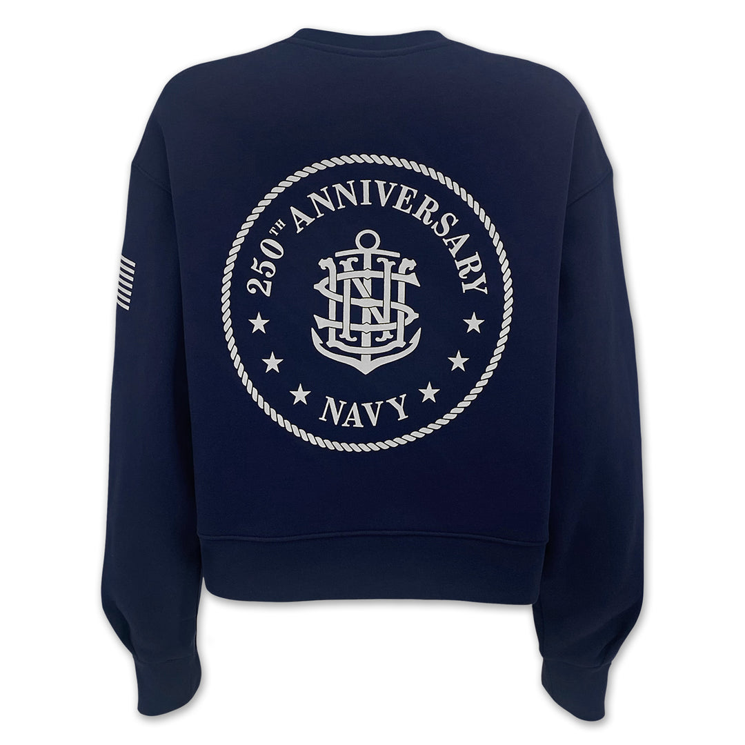 Navy Under Armour 2025 Rivalry Ladies Navy 250th Icon Fleece Crew (Navy)