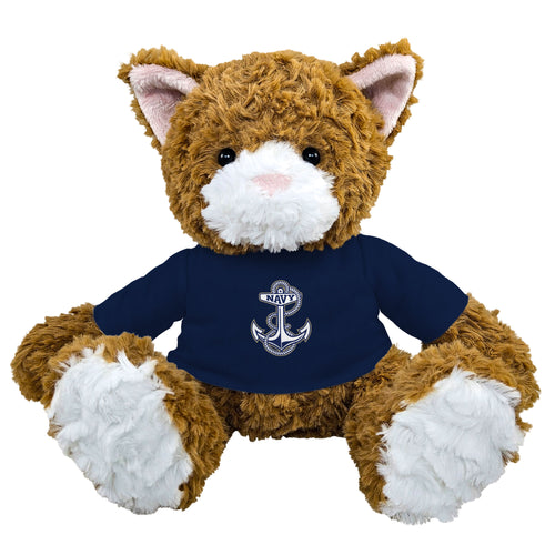 Navy Anchor Scratches Plush Cat