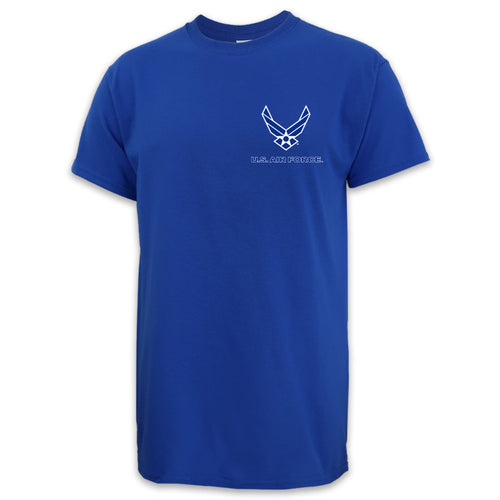Air Force Wings Left Chest USA Made T-Shirt (Royal)