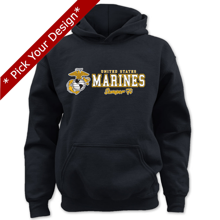 Pick Your Design Marines Youth Hooded Sweatshirt