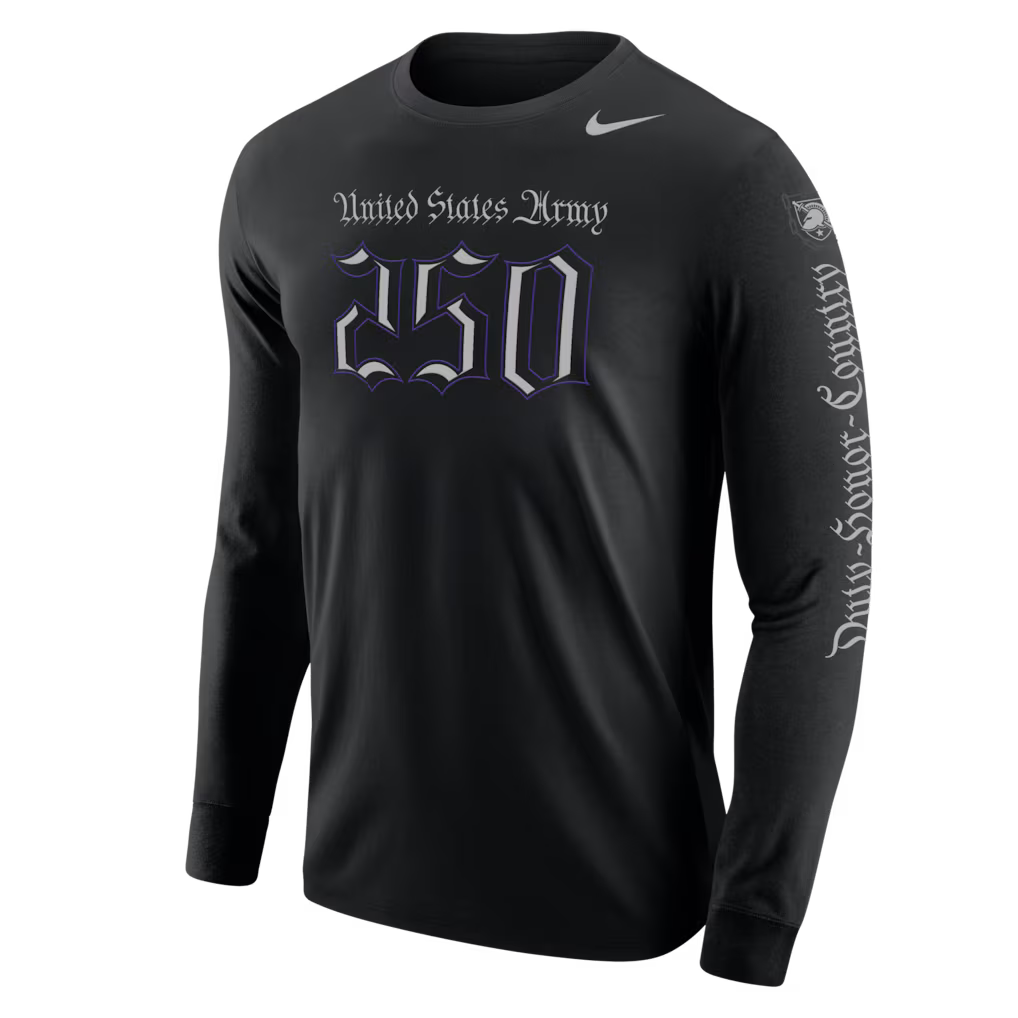 United States Army Nike 2025 Rivalry 250 Cotton Long Sleeve T-Shirt (Black)