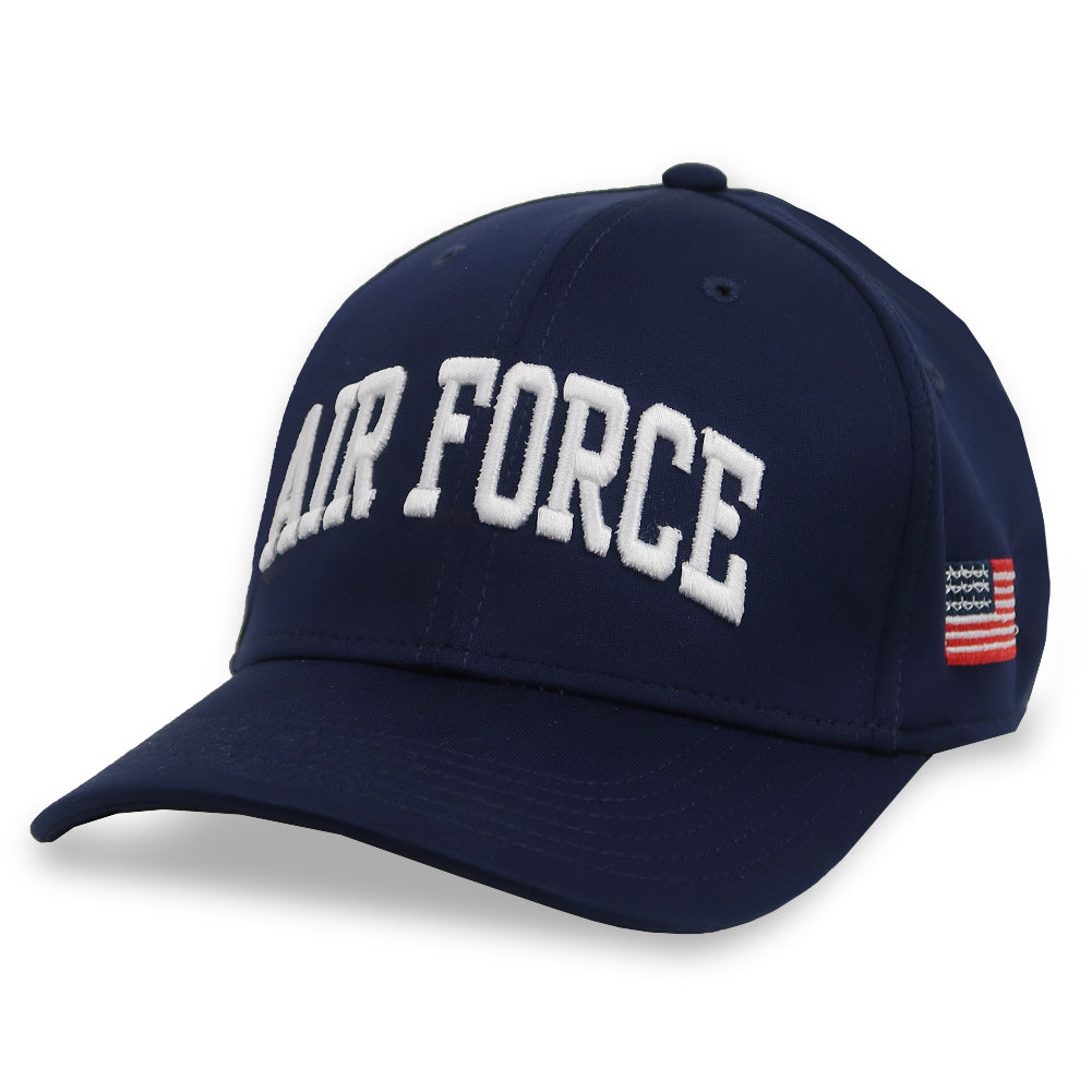 Air Force American Flag Cool Fit Structured Stretch Fit Hat (Navy)