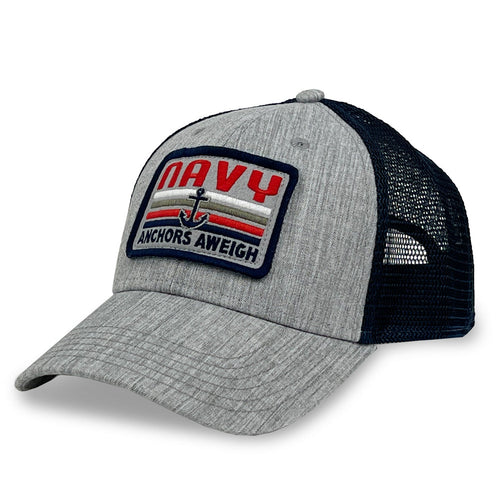 USN Anchor Lo-Pro Snapback Trucker Hat (Grey/Navy)