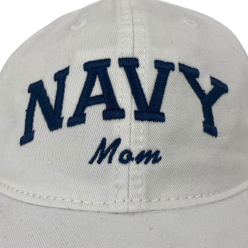 Navy Mom Relaxed Twill Hat (White/Navy)