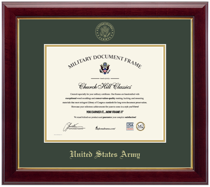 United States Army Gold Embossed Gallery Certificate Frame (Horizontal)